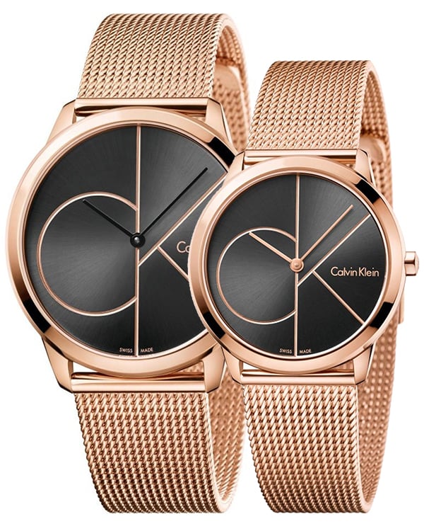 Calvin Klein Minimal Black Dial Rose Gold Mesh Bracelet Watch for Men - K3M22621 Buy Now By Calvin Klein