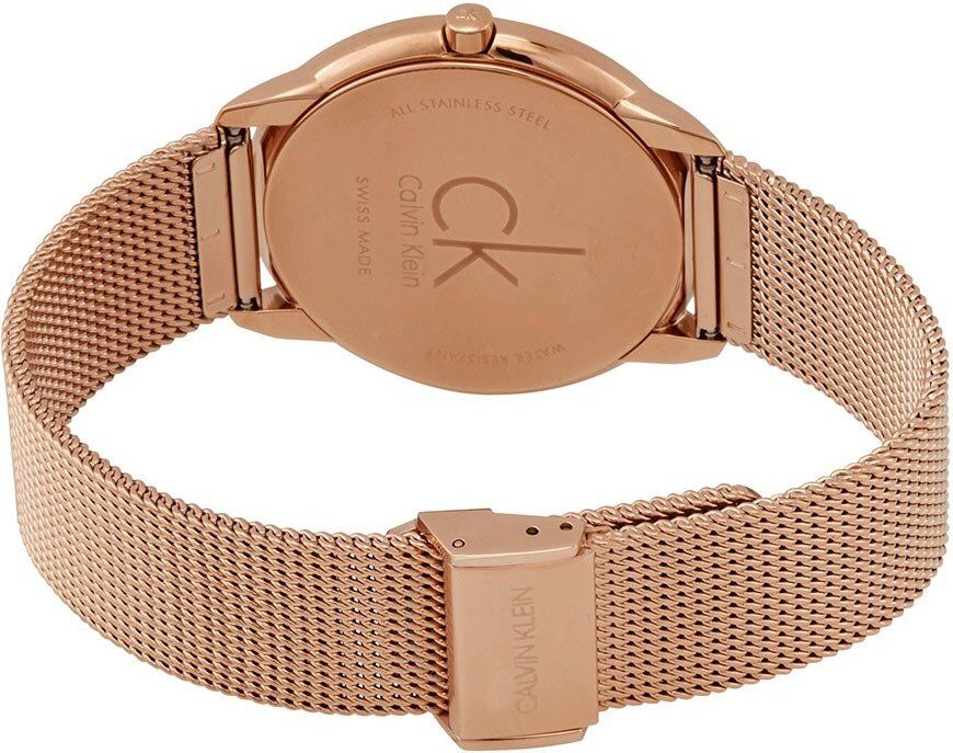 Calvin Klein Minimal Black Dial Rose Gold Mesh Bracelet Watch for Men - K3M2162Y Buy Now By Calvin Klein
