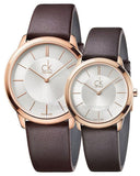 Calvin Klein Minimal White Dial Brown Leather Strap Watch for Women - K3M226G6 Buy Now By Calvin Klein
