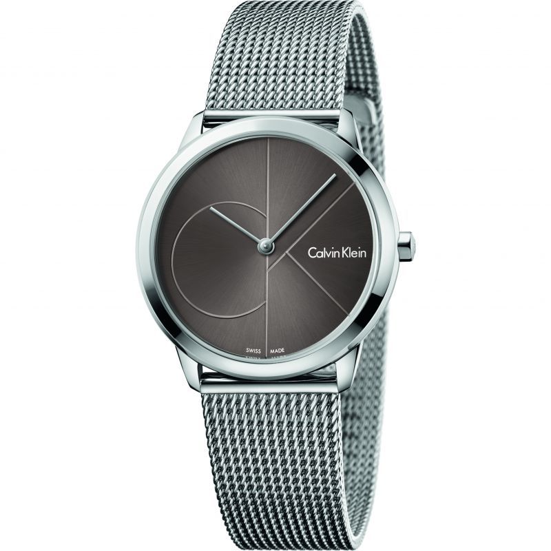 Calvin Klein Minimal Black Dial Silver Mesh Bracelet Watch for Women - K3M22123 Buy Now By Calvin Klein