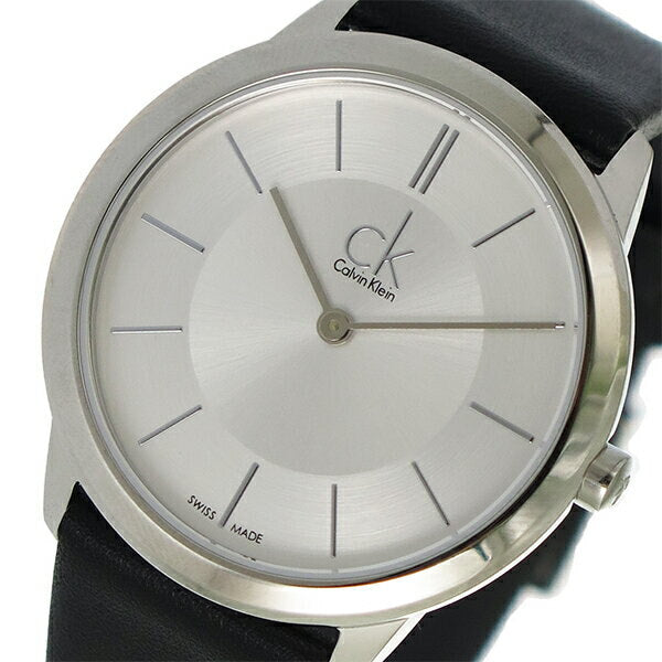 Calvin Klein Minimal Silver Dial Black Leather Strap Watch for Women - K3M221C6 Buy Now By Calvin Klein