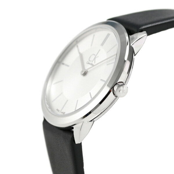Calvin Klein Minimal Silver Dial Black Leather Strap Watch for Women - K3M221C6 Buy Now By Calvin Klein