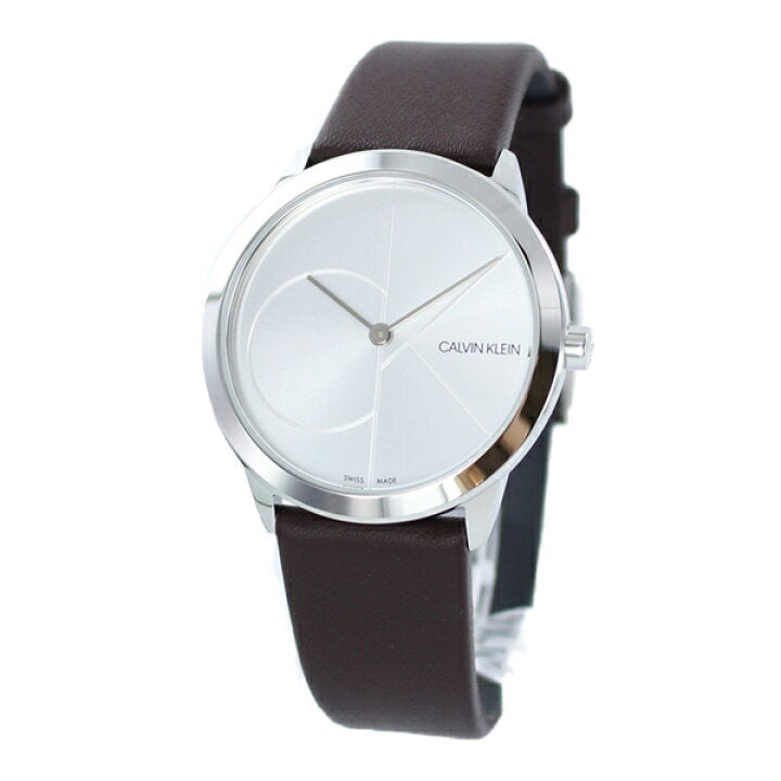Calvin Klein Minimal Silver Dial Brown Leather Strap Watch for Men - K3M221G6 Buy Now By Calvin Klein