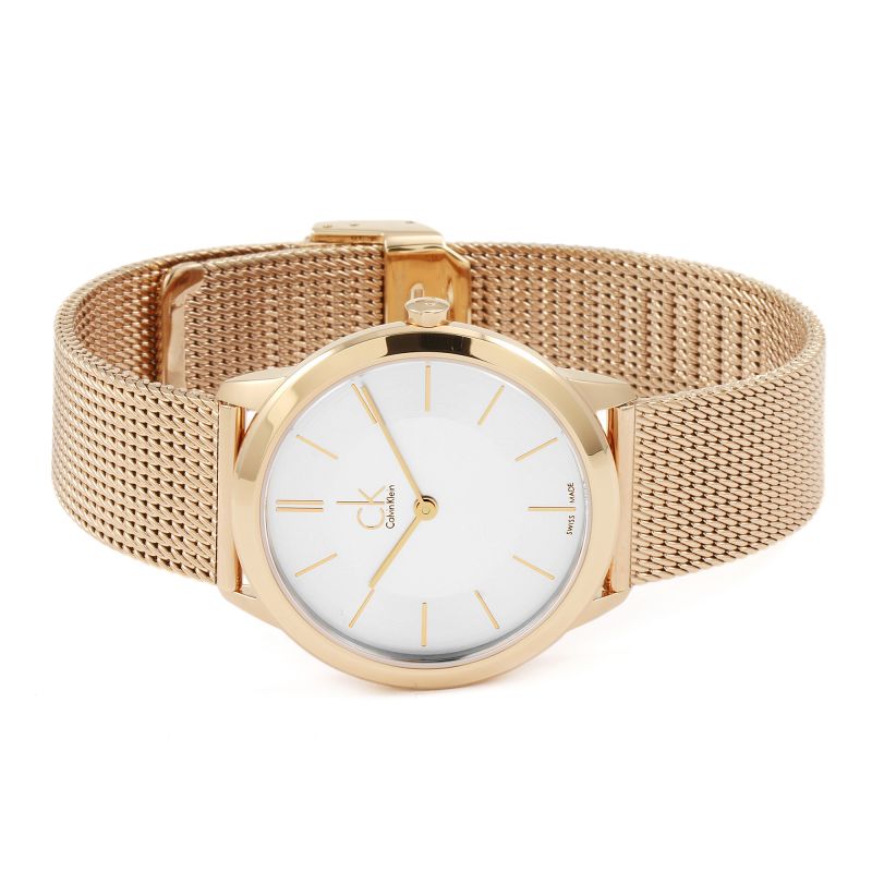 Calvin Klein Minimal White Dial Rose Gold Mesh Bracelet Watch for Women - K3M22626 Buy Now By Calvin Klein