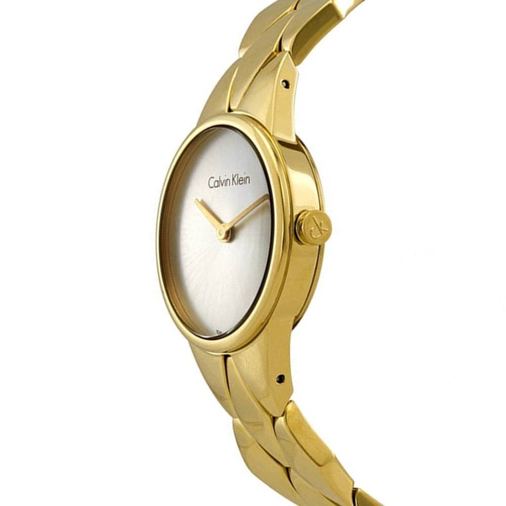 Calvin Klein Snake Silver Dial Yellow Gold Steel Strap Watch For Women - K6E23546 Buy Now By Calvin Klein
