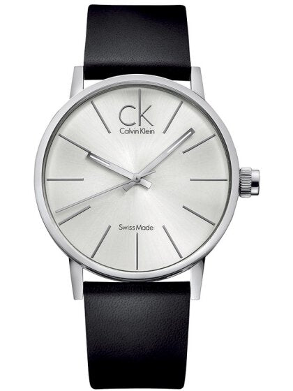 Calvin Klein Post Minimal Silver Dial Black Leather Strap Watch for Men - K7621192 Buy Now By Calvin Klein