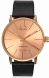 Calvin Klein Post Minimal Rose Gold Dial Black Leather Strap Watch for Men - K7621201 Buy Now By Calvin Klein
