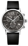 Calvin Klein Post Minimal Chronograph Black Dial Black Leather Strap Watch for Men - K7627107 Buy Now By Calvin Klein