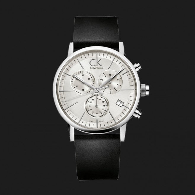 Calvin Klein Post Minimal White Dial Black Leather Strap Watch for Men - K7627120 Buy Now By Calvin Klein