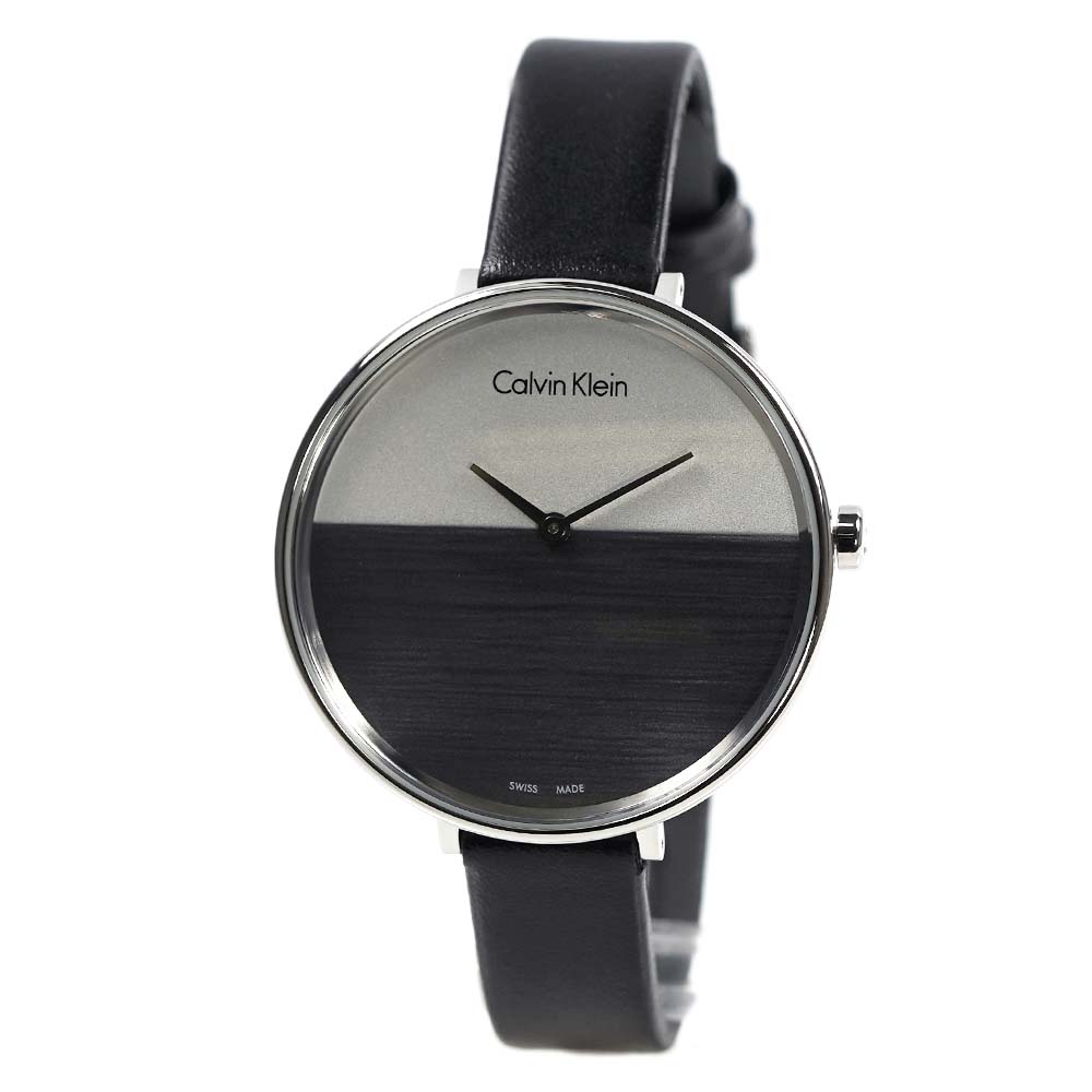 Calvin Klein Rise White Grey Dial Black Leather Strap Watch for Women - K7A231C3 Buy Now By Calvin Klein