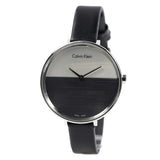 Calvin Klein Rise White Grey Dial Black Leather Strap Watch for Women - K7A231C3 Buy Now By Calvin Klein