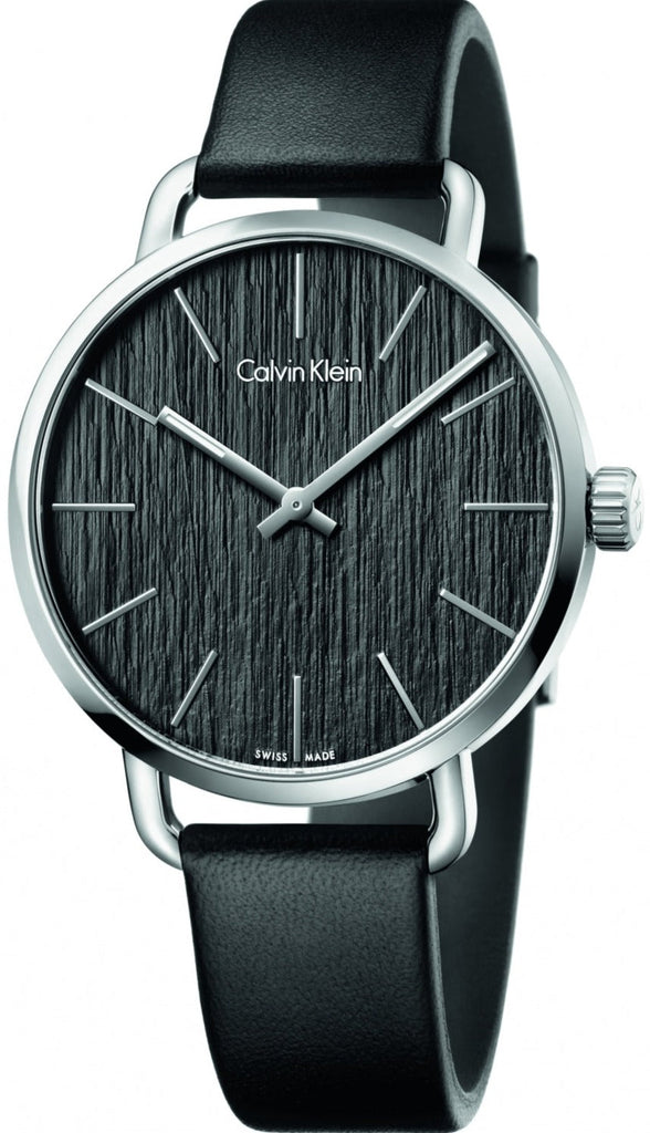 Calvin Klein Even Black Dial Black Leather Strap Watch for Women - K7B211C1 Buy Now By Calvin Klein