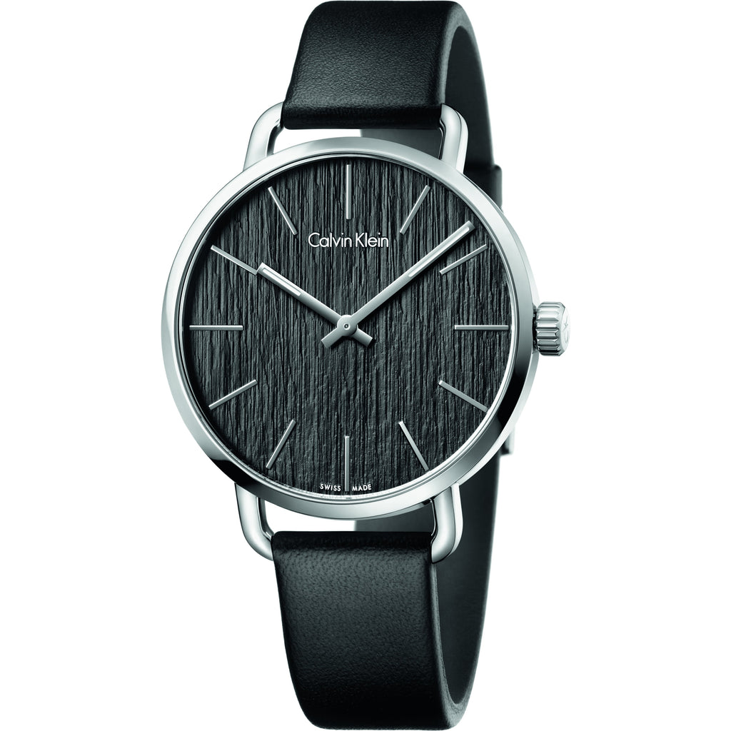 Calvin Klein Even Black Dial Black Leather Strap Watch for Women - K7B211C1 Buy Now By Calvin Klein