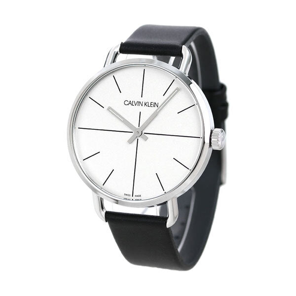 Calvin Klein Even Silver Dial Black Leather Strap Watch for Men - K7B211CY Buy Now By Calvin Klein