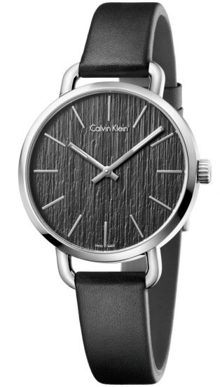 Calvin Klein Even Black Dial Black Leather Strap Watch for Women - K7B231C1 Buy Now By Calvin Klein