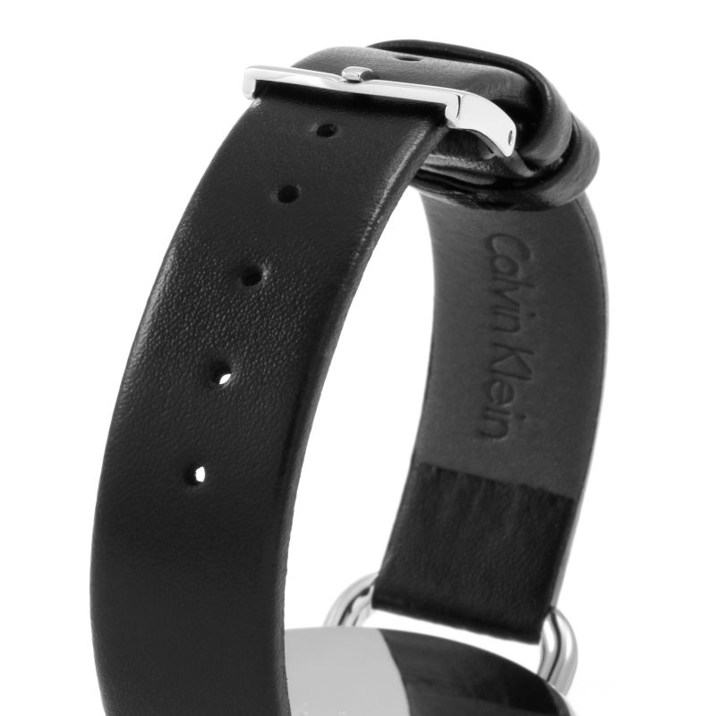Calvin Klein Even Silver Black Leather Strap Watch for Women - K7B231C6 Buy Now By Calvin Klein