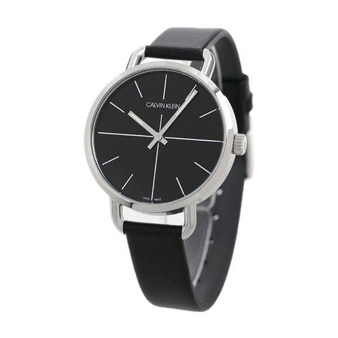 Calvin Klein Even Black Dial Black Leather Strap Watch for Women - K7B231CZ Buy Now By Calvin Klein