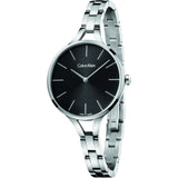 Calvin Klein Graphic Black Dial Silver Steel Strap Watch for Women - K7E23141 Buy Now By Calvin Klein