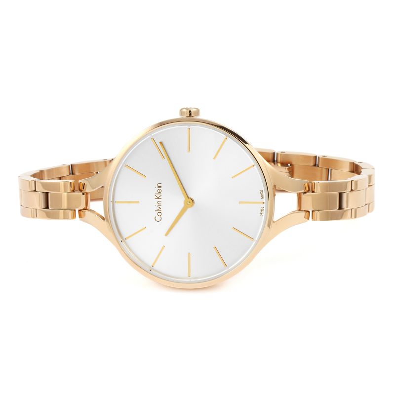 Calvin Klein Graphic Silver Dial Rose Gold Steel Strap Watch for Women - K7E23646 Buy Now By Calvin Klein