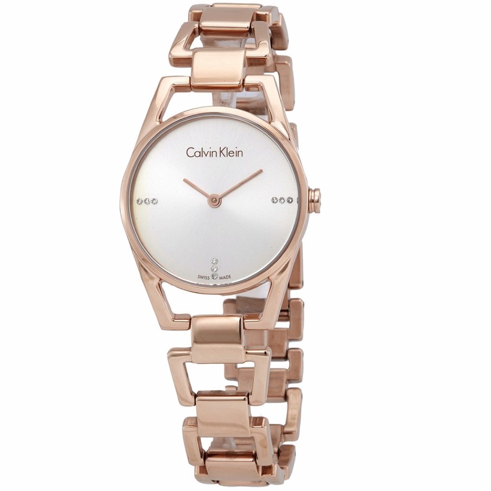 Calvin Klein Dainty Diamonds Silver Dial Rose Gold Steel Strap Watch for Women - K7L2364T Buy Now By Calvin Klein