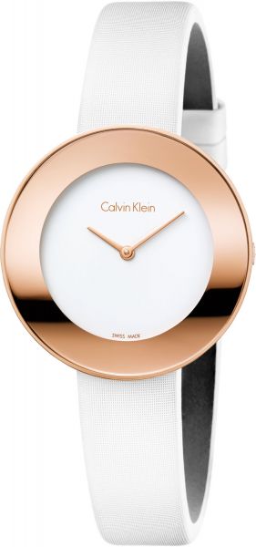 Calvin Klein Chic White Dial White Leather Strap Watch for Women - K7N236K2 Buy Now By Calvin Klein