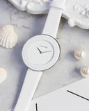 Calvin Klein Chic White Dial White Leather Strap Watch for Women - K7N23TK2 Buy Now By Calvin Klein