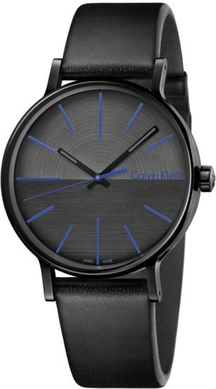 Calvin Klein Boost Black Dial Black Leather Strap Watch for Men - K7Y214CZ Buy Now By Calvin Klein