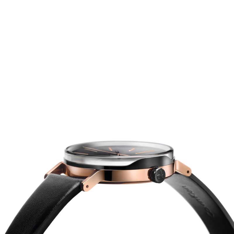 Calvin Klein Boost Black Dial Black Leather Strap Watch for Men - K7Y21TCZ Buy Now By Calvin Klein