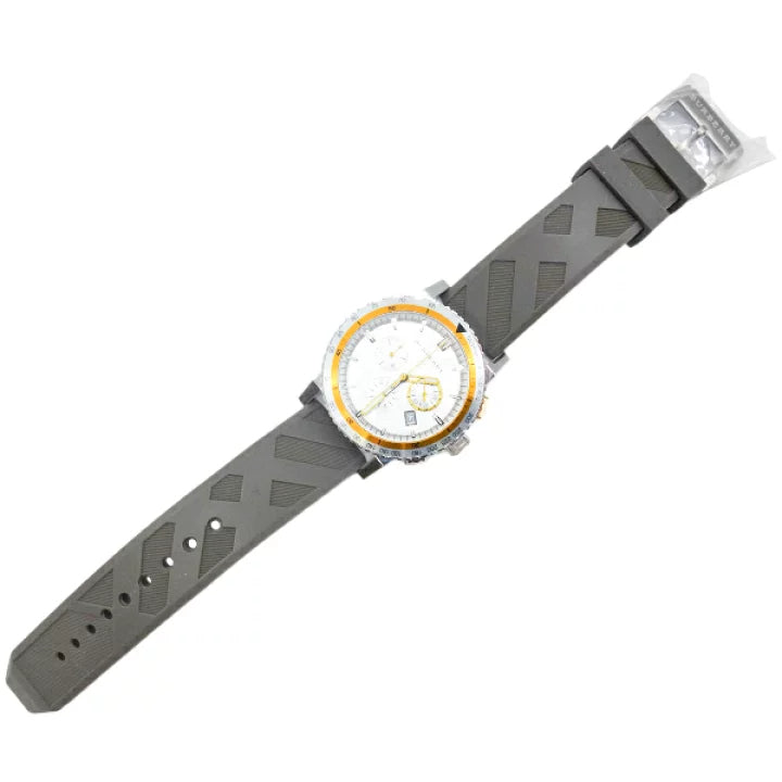 Burberry Belt Chronograph Silver Dial Brown Rubber Strap Watch For Men - BU9811 Buy Now By Burberry