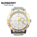 Burberry Belt Chronograph Silver Dial Brown Rubber Strap Watch For Men - BU9811 Buy Now By Burberry