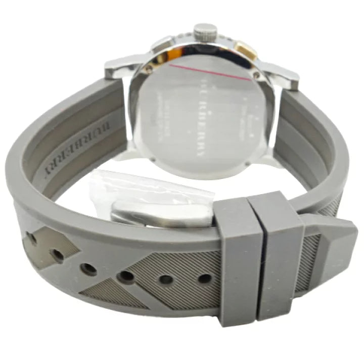 Burberry Belt Chronograph Silver Dial Brown Rubber Strap Watch For Men - BU9811 Buy Now By Burberry