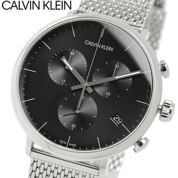 Calvin Klein High Noon Chronograph Black Dial Silver Mesh Bracelet Watch for Men - K8M27121 Buy Now By Calvin Klein