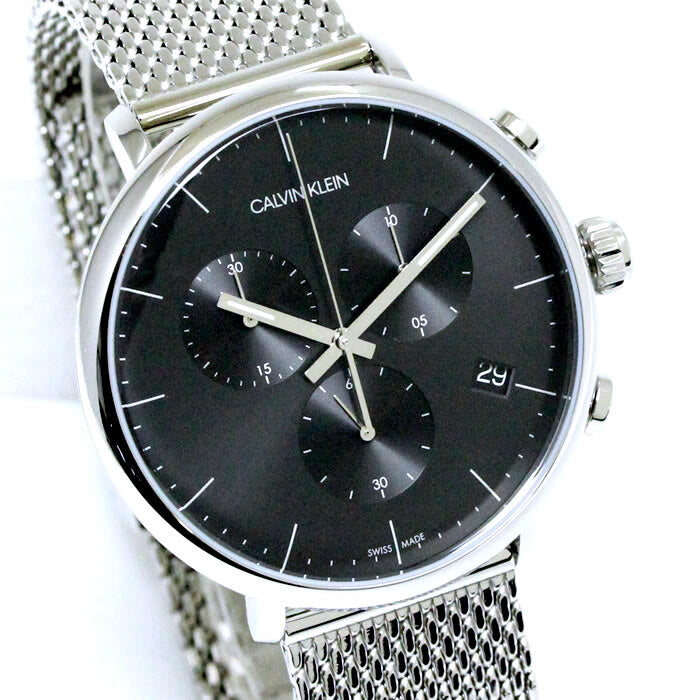 Calvin Klein High Noon Chronograph Black Dial Silver Mesh Bracelet Watch for Men - K8M27121 Buy Now By Calvin Klein