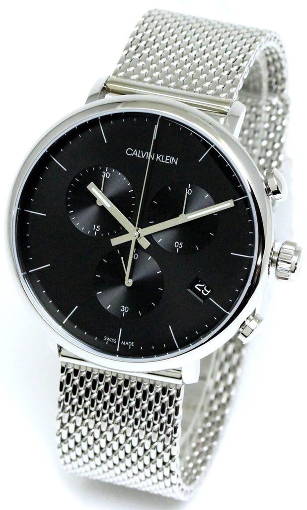 Calvin Klein High Noon Chronograph Black Dial Silver Mesh Bracelet Watch for Men - K8M27121 Buy Now By Calvin Klein