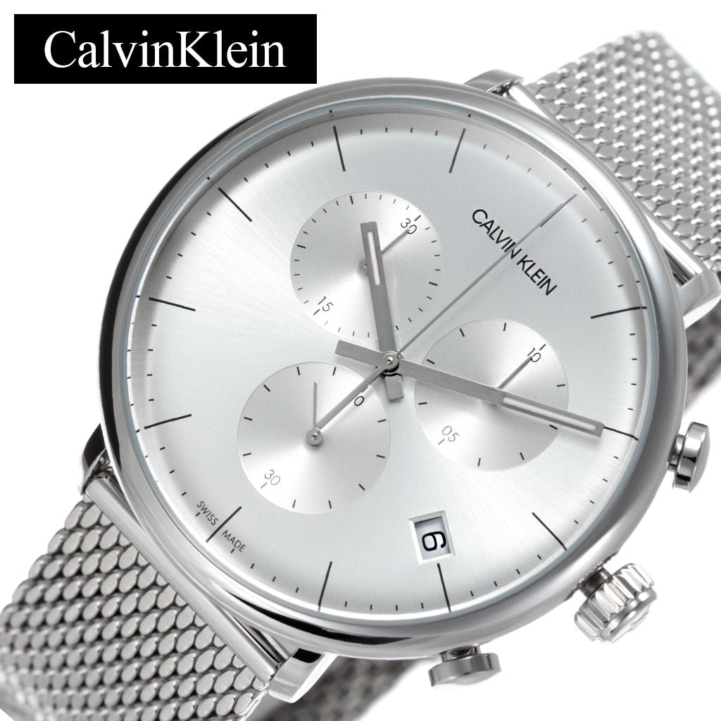 Calvin Klein High Noon Silver Dial Silver Mesh Bracelet Watch for Men - K8M27126 Buy Now By Calvin Klein