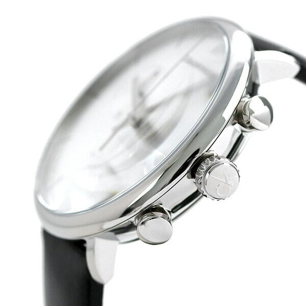 Calvin Klein High Noon Chronograph White Dial Black Leather Strap Watch for Men - K8M271C6 Buy Now By Calvin Klein