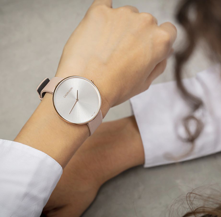 Calvin Klein Full Moon Silver Dial Pink Leather Stap Watch for Women - K8Y236Z6 Buy Now By Calvin Klein