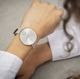 Calvin Klein Full Moon Silver Dial Pink Leather Stap Watch for Women - K8Y236Z6 Buy Now By Calvin Klein