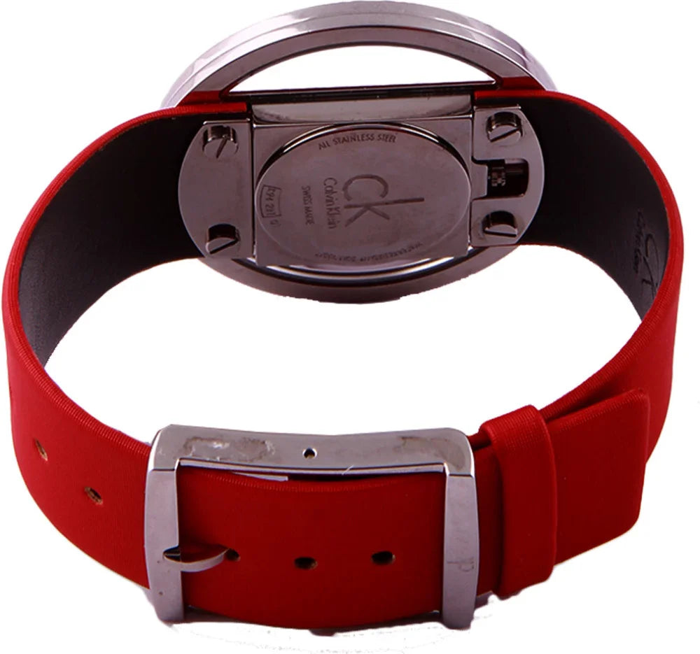 Calvin Klein Glam Transparent Dial Red Leather Strap Watch for Women - K9423144 Buy Now By Calvin Klein