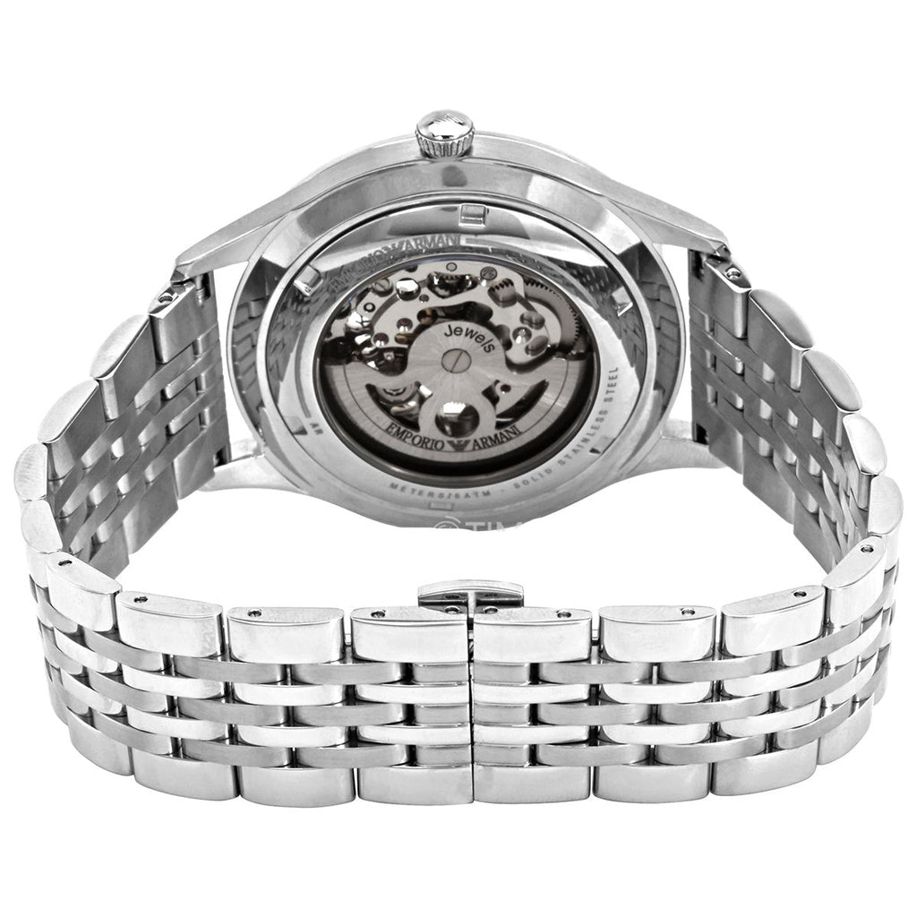 Emporio Armani Meccanico Skeleton Silver Dial Silver Steel Strap Watch For Men - AR1945 Buy Now By Emporio Armani