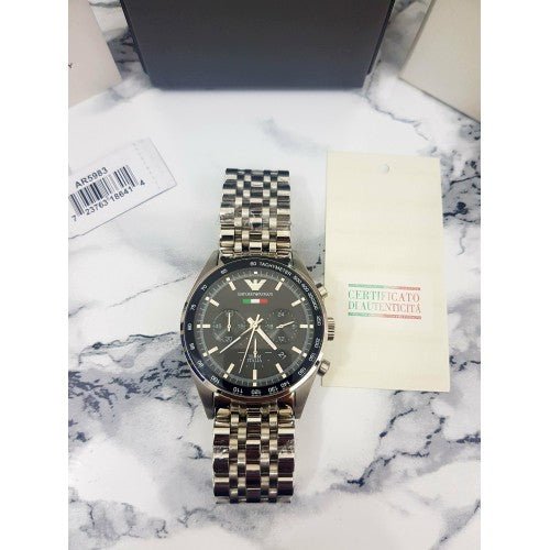 Emporio Armani Team Italia Chronograph Black Dial Silver Steel Strap Watch For Men - AR5983 Buy Now By Emporio Armani
