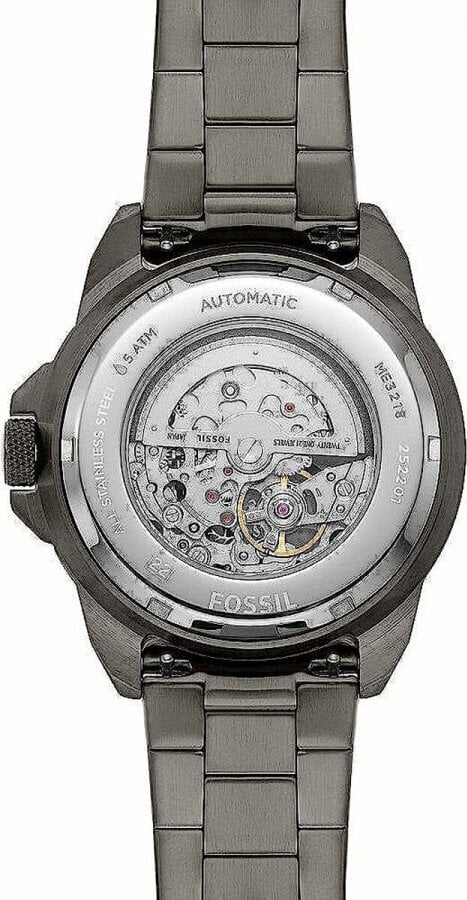 Fossil Bronson Automatic Skeleton Black Dial Grey Steel Strap Watch for Men - ME3218 Buy Now By Fossil