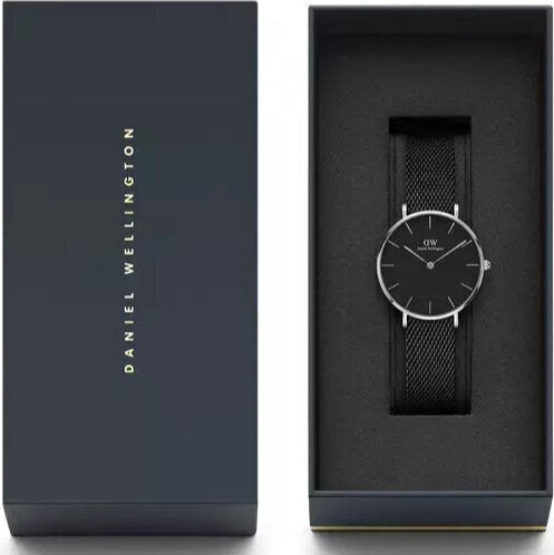 Daniel Wellington Petite Ashfield Black Dial Black Mesh Strap Watch For Women - DW00100246 Buy Now By Daniel Wellington
