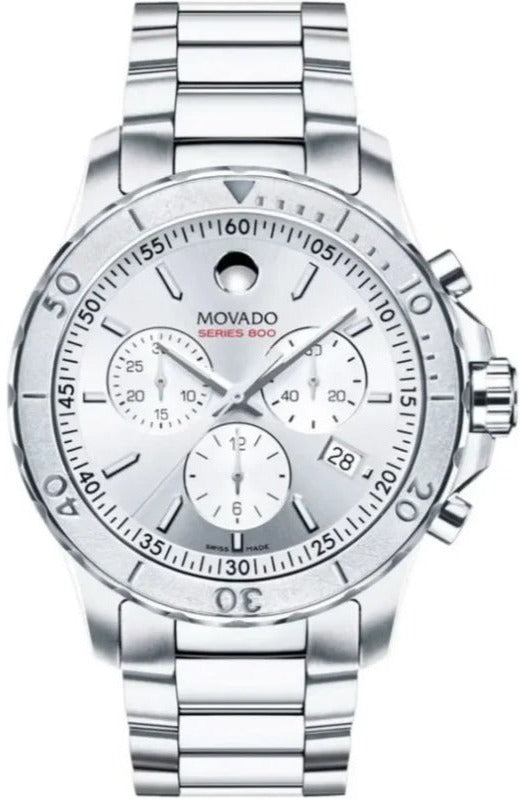 Movado Series 800 Chronograph Silver Dial Silver Steel Strap Watch For Men - 2600111 Buy Now By Movado