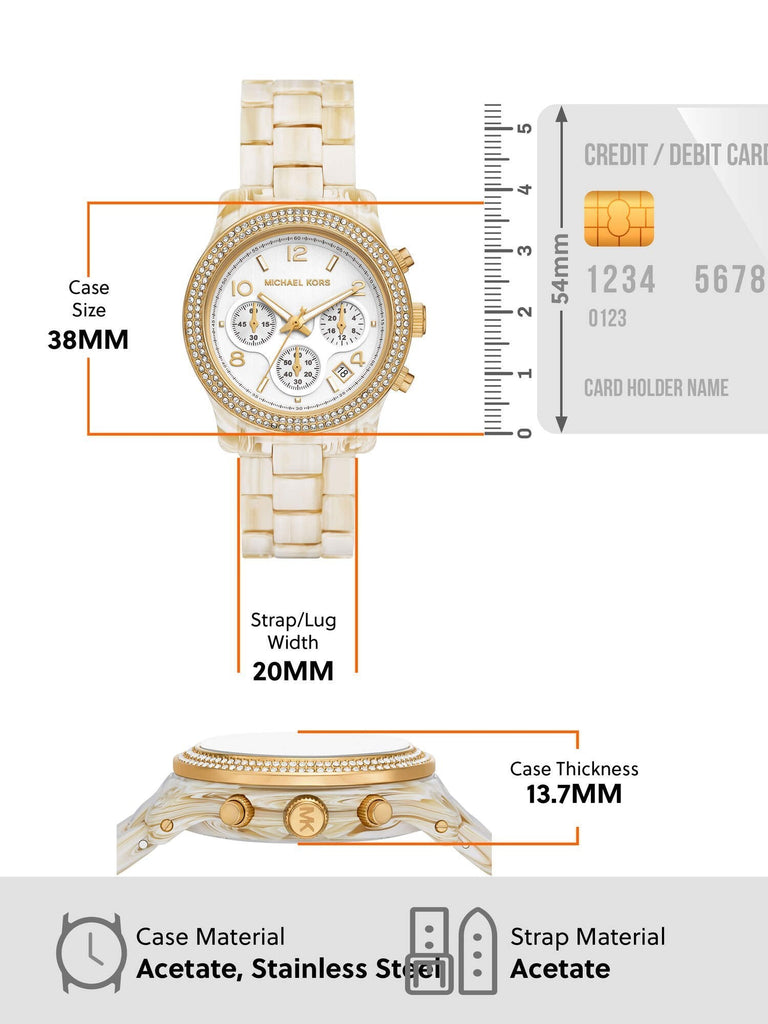 Michael Kors Runway Pavé Chronograph White Dial White Acetate Strap Watch for Women - MK7476 Buy Now By Michael Kors