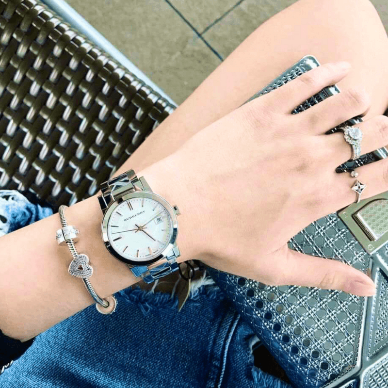 Burberry The City White Dial Silver Steel Strap Watch for Women - BU9144 Buy Now By Burberry