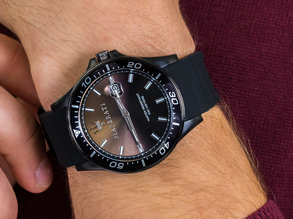 Maserati SFIDA Quartz Black Dial Black Rubber Strap Watch For Men - R8851140001 Buy Now By Maserati