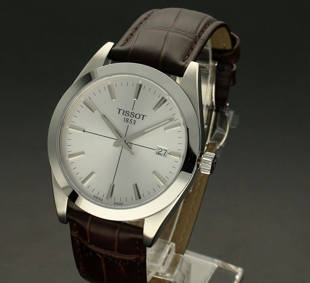 Tissot Gentlemen Silver Dial Brown Leather Strap Watch for Men - T127.410.16.031.01 Buy Now By Tissot