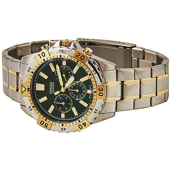 Fossil Garrett Chronograph Green Dial Two Tone Steel Strap Watch for Men - FS5622 Buy Now By Fossil
