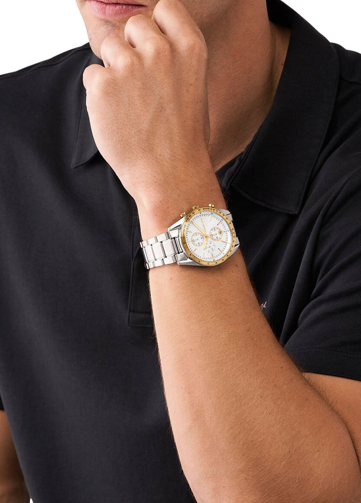 Michael Kors Accelerator Chronograph White Dial Silver Steel Strap Watch For Men - MK9112 Buy Now By Michael Kors